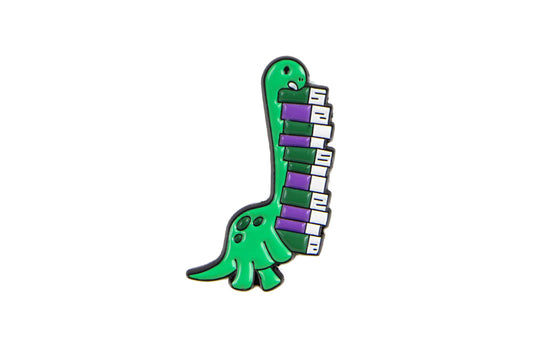 Dinosaur with Books Enamel Pin