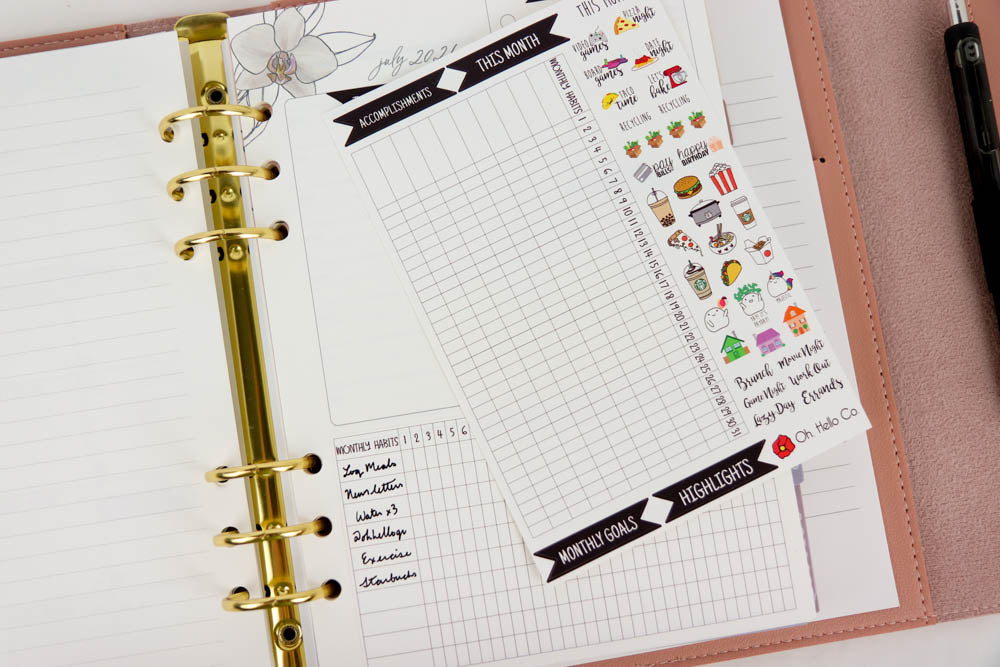A5 Monthly Habit Tracker Stickers