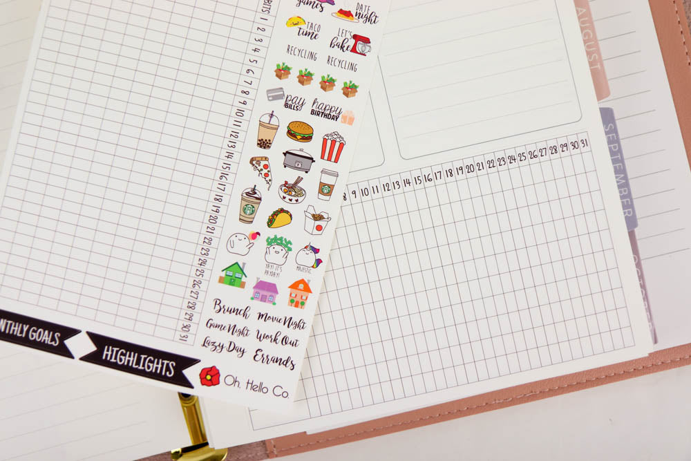 A5 Monthly Habit Tracker Stickers