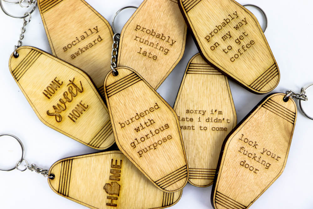 Laser Cut Wooden Hotel Keychain