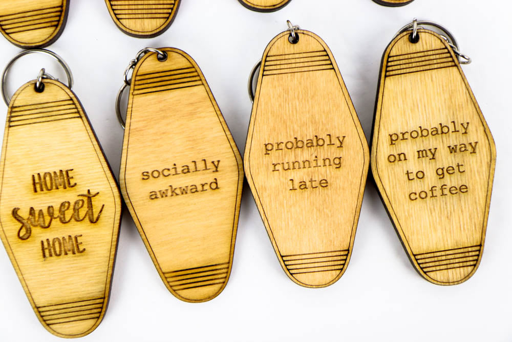 Laser Cut Wooden Hotel Keychain