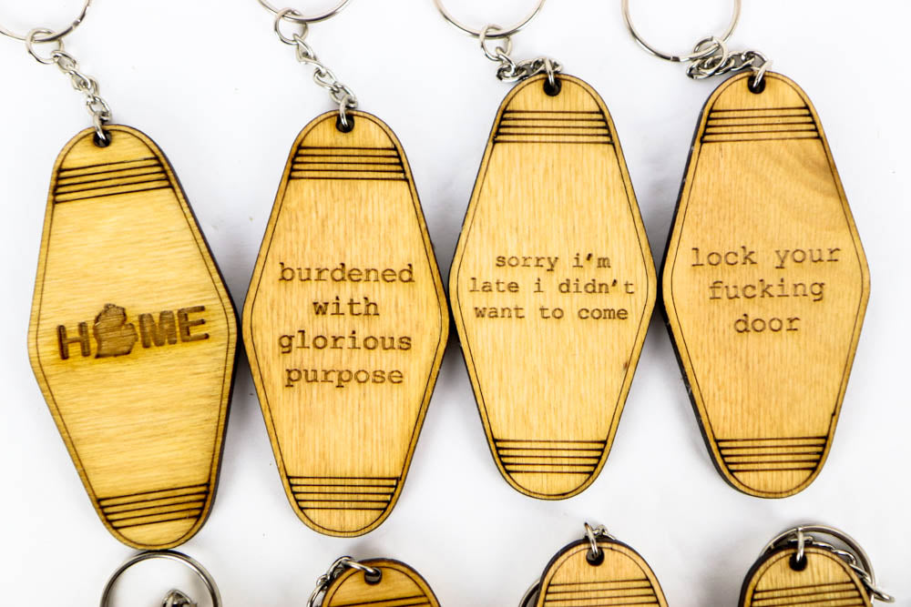 Laser Cut Wooden Hotel Keychain