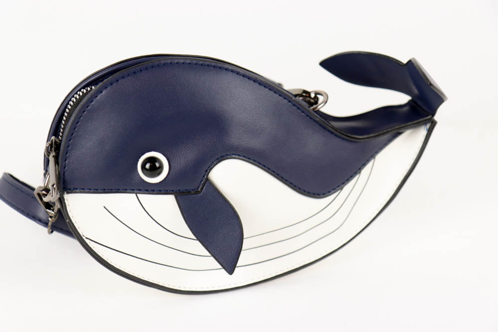 Dark Blue Whale Shaped Handbag Purse