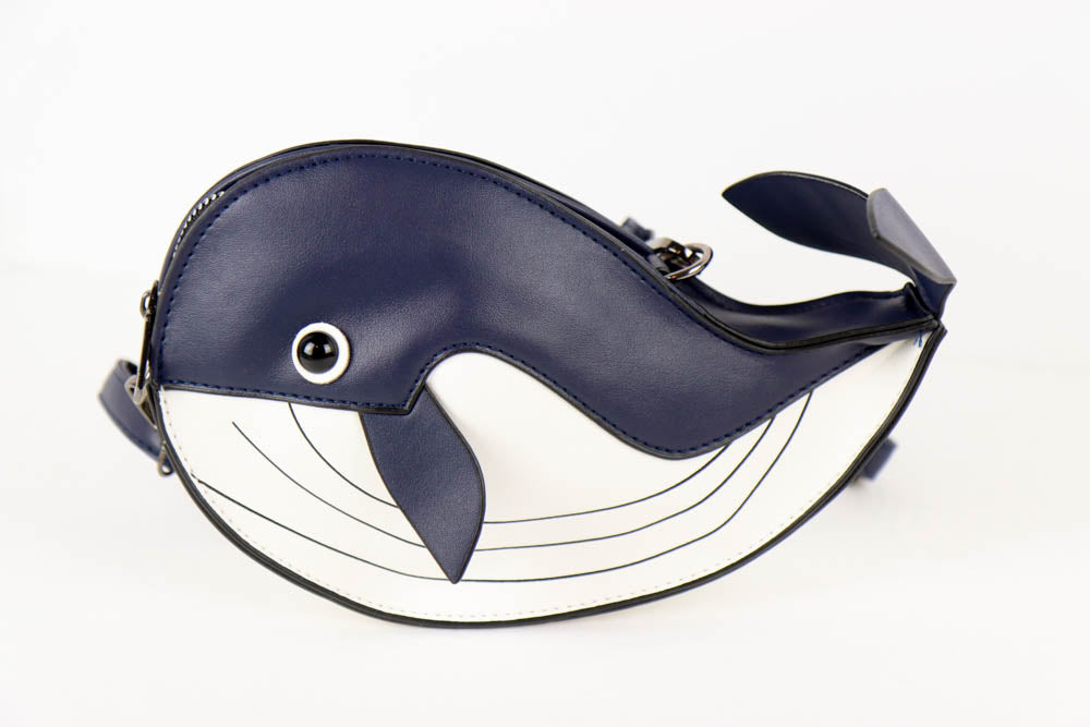 Dark Blue Whale Shaped Handbag Purse