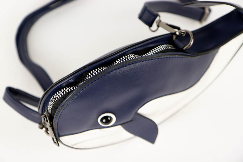 Dark Blue Whale Shaped Handbag Purse