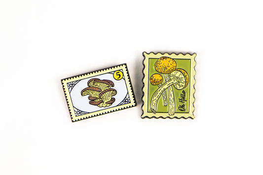 Mushroom Stamps Enamel Pin Set