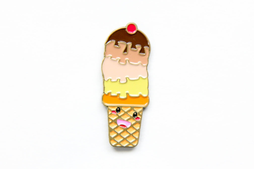 Ice Cream Cone Enamel Pin - Oh, Hello Stationery Co. bullet journal Erin Condren stickers scrapbook planner case customized gifts mugs Travlers Notebook unique fun 
