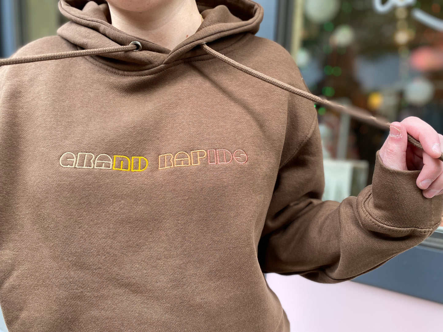 Embroidered Grand Rapids Brown Hoodie Sweatshirt