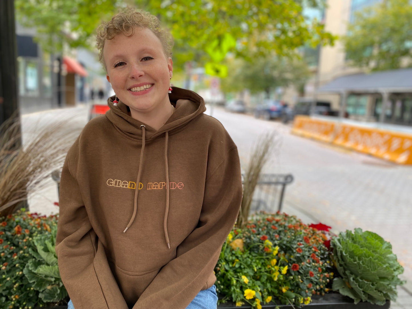 Embroidered Grand Rapids Brown Hoodie Sweatshirt