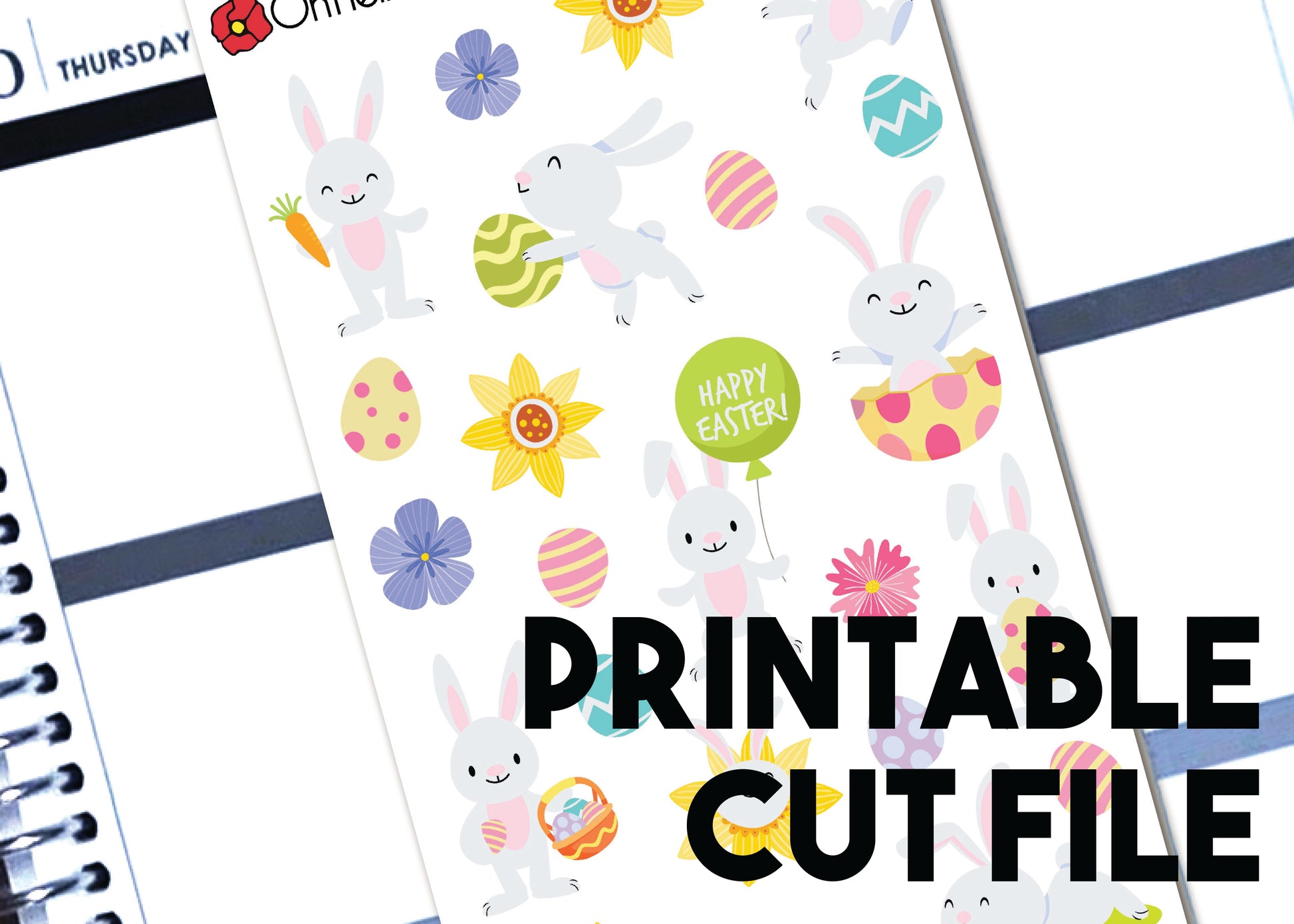 Kawaii Easter - Printable Stickers for the Silhouette - Oh, Hello Stationery Co. bullet journal Erin Condren stickers scrapbook planner case customized gifts mugs Travlers Notebook unique fun 
