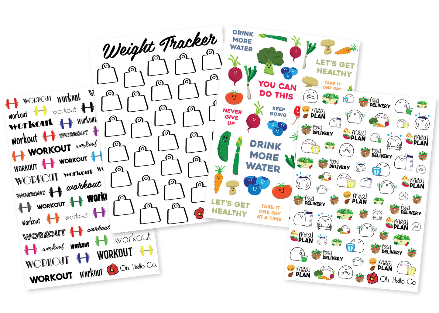 Health & Fitness Stickers - Oh, Hello Stationery Co. bullet journal Erin Condren stickers scrapbook planner case customized gifts mugs Travlers Notebook unique fun 