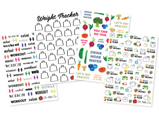 Health & Fitness Stickers - Oh, Hello Stationery Co. bullet journal Erin Condren stickers scrapbook planner case customized gifts mugs Travlers Notebook unique fun 