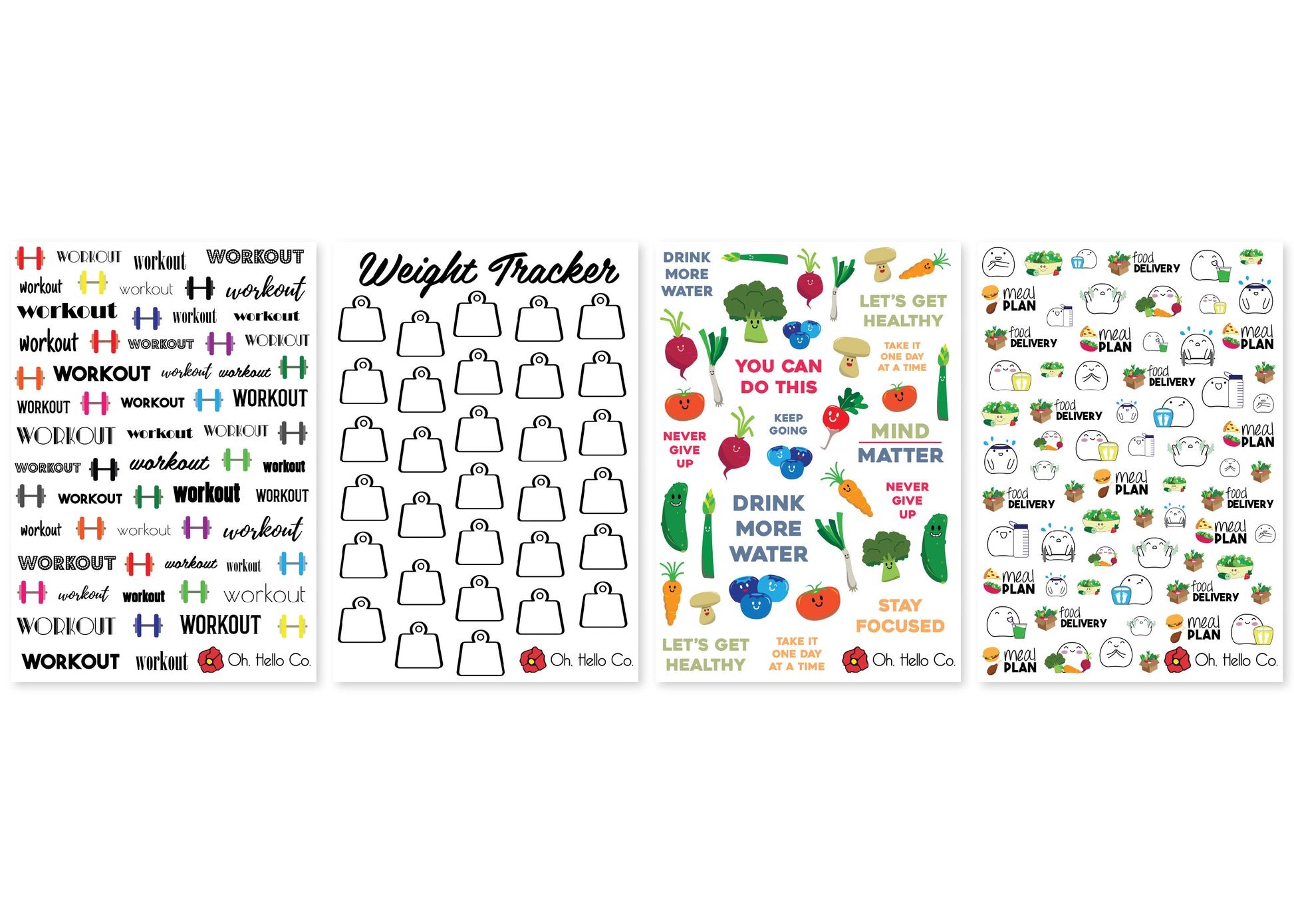 Health & Fitness Stickers - Oh, Hello Stationery Co. bullet journal Erin Condren stickers scrapbook planner case customized gifts mugs Travlers Notebook unique fun 