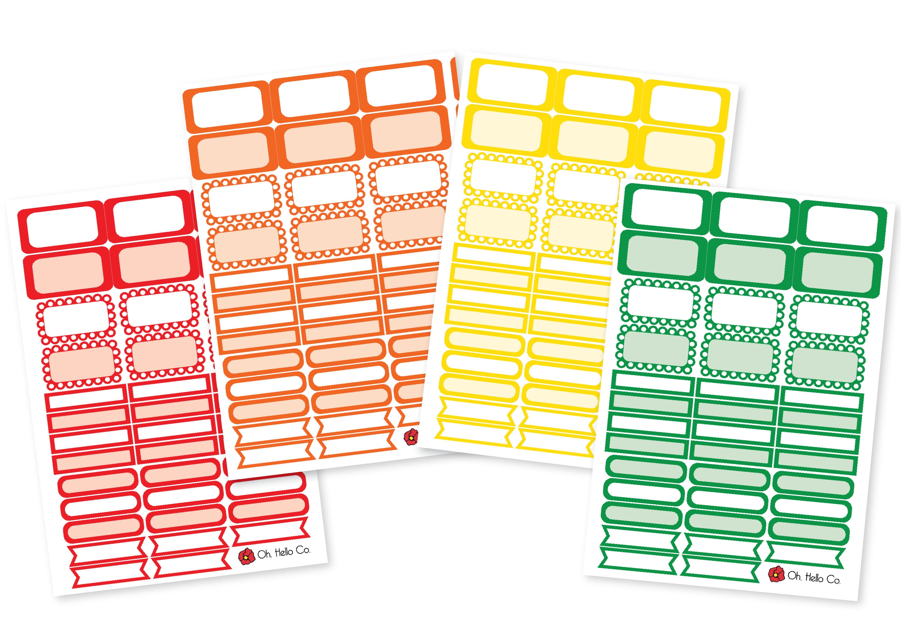 Color Box Sticker A5 Rainbow Functional Box Stickers - Red, Orange, Yellow & Green – Oh ...