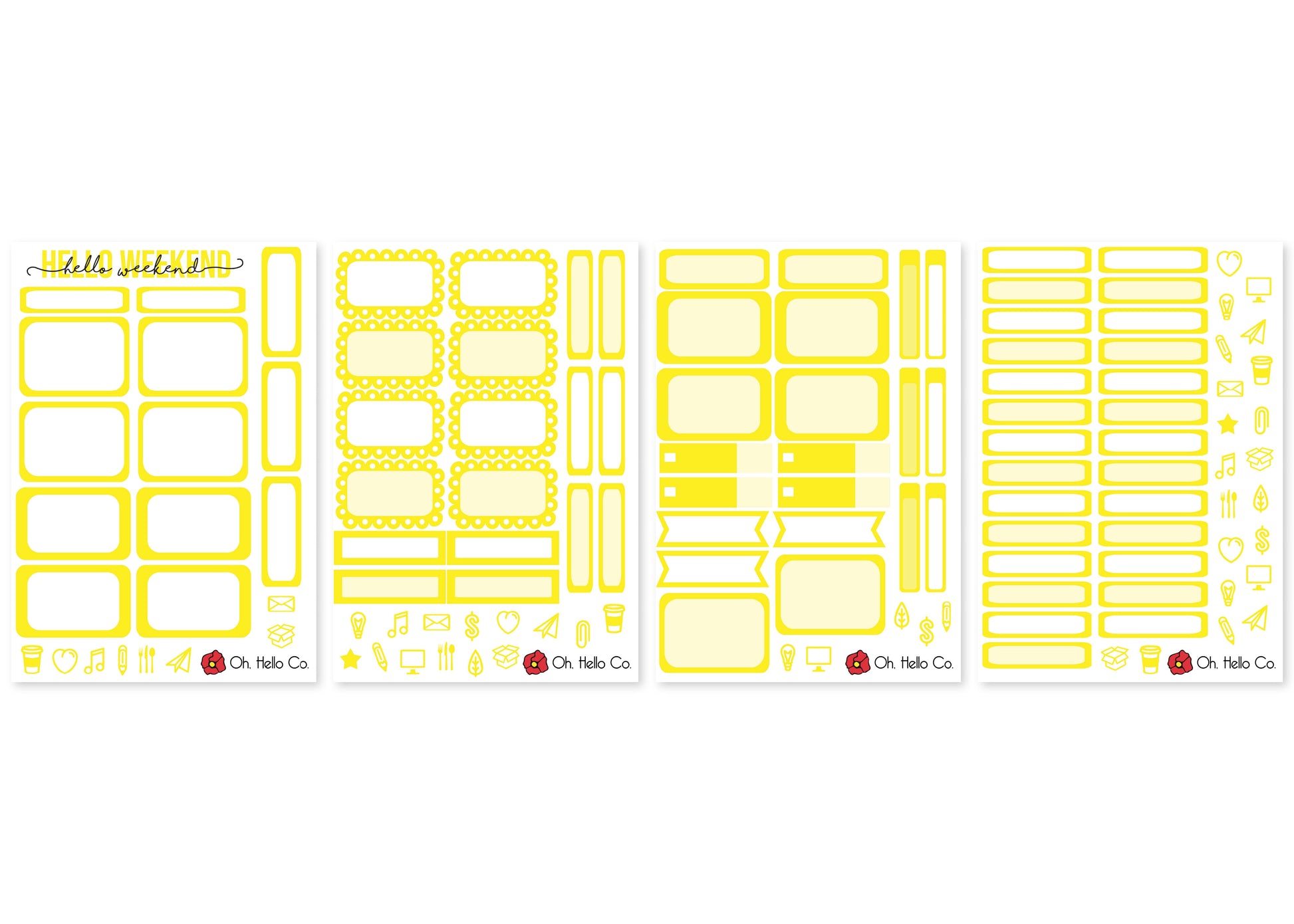 The Yellows - Rainbow Functional Stickers - Oh, Hello Stationery Co. bullet journal Erin Condren stickers scrapbook planner case customized gifts mugs Travlers Notebook unique fun 