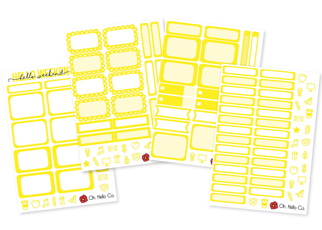 The Yellows - Rainbow Functional Stickers - Oh, Hello Stationery Co. bullet journal Erin Condren stickers scrapbook planner case customized gifts mugs Travlers Notebook unique fun 