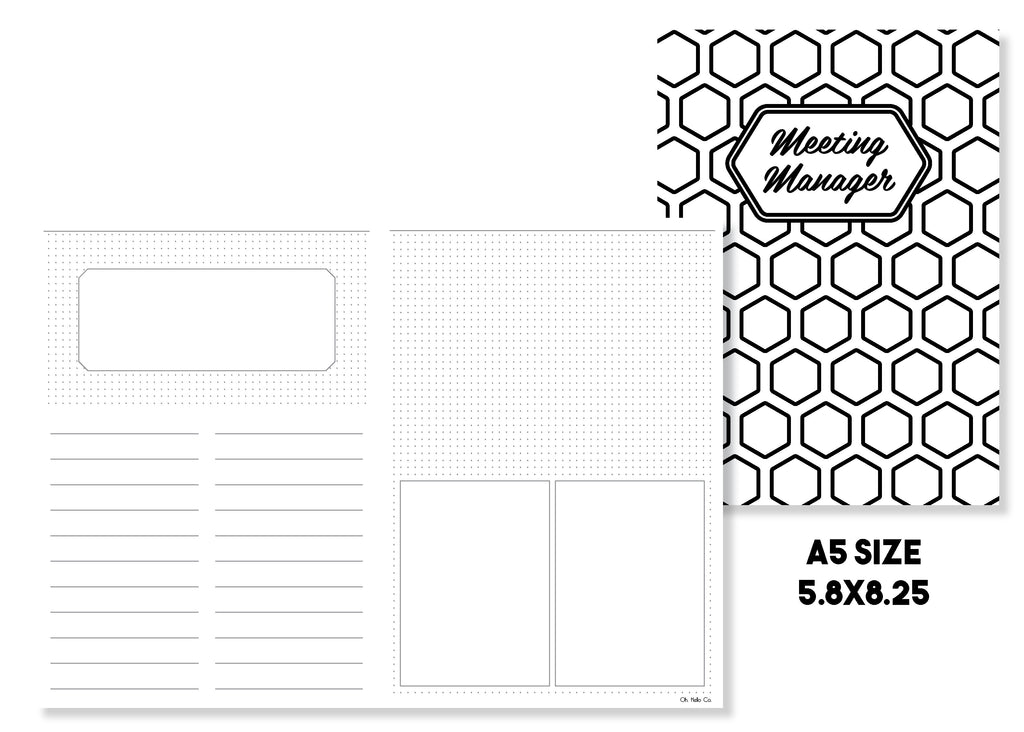Meeting Manager Traveler's Notebook Insert - Oh, Hello Stationery Co. bullet journal Erin Condren stickers scrapbook planner case customized gifts mugs Travlers Notebook unique fun 