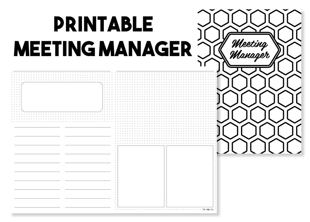Printable Meeting Manager Traveler's Notebook Insert - Oh, Hello Stationery Co. bullet journal Erin Condren stickers scrapbook planner case customized gifts mugs Travlers Notebook unique fun 