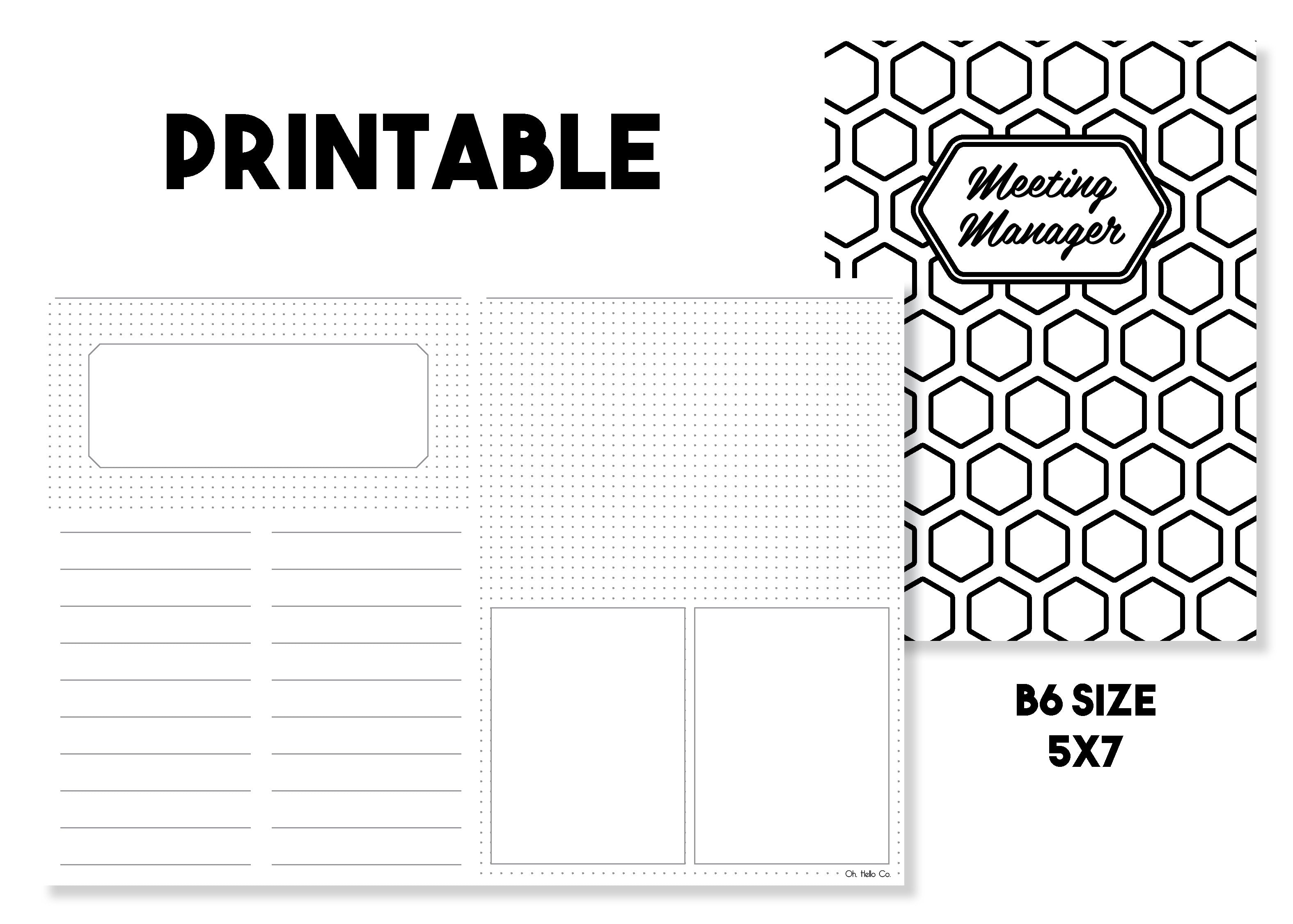 Printable Meeting Manager Traveler's Notebook Insert – Oh, Hello Companies