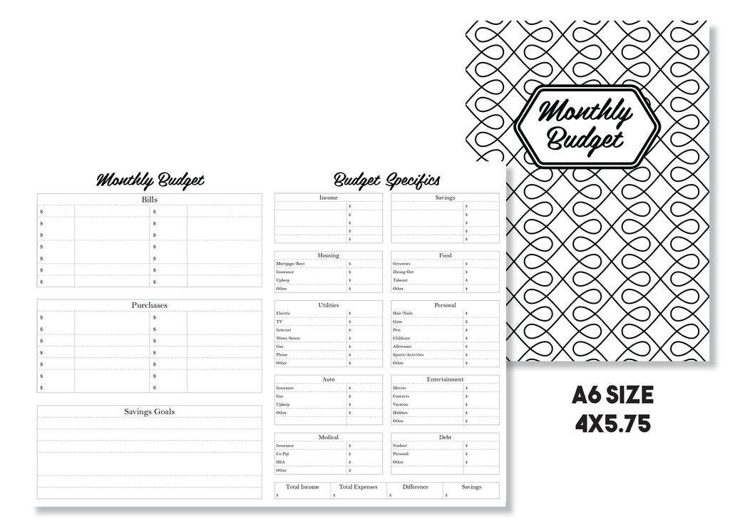 Monthly Budget Tracker Traveler's Notebook Insert - Oh, Hello Stationery Co. bullet journal Erin Condren stickers scrapbook planner case customized gifts mugs Travlers Notebook unique fun 