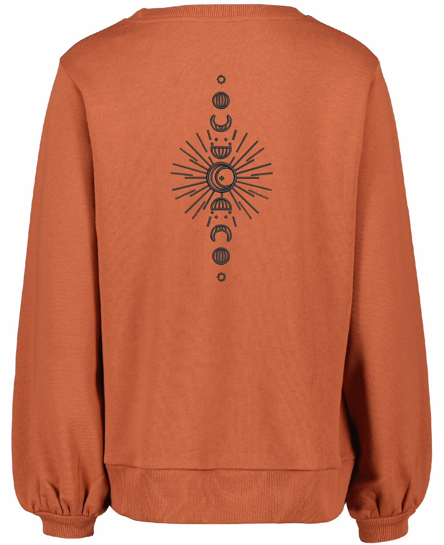 Embroidered Moon Phase Sweatshirt Burnt Orange