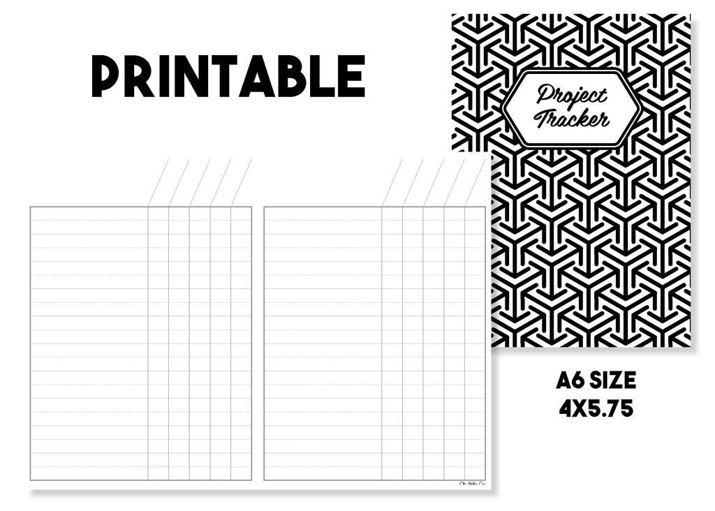 Printable Project Tracker Traveler's Notebook Insert - Oh, Hello Stationery Co. bullet journal Erin Condren stickers scrapbook planner case customized gifts mugs Travlers Notebook unique fun 