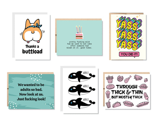 Funny Variety Greeting Card Set or Single - Set #10