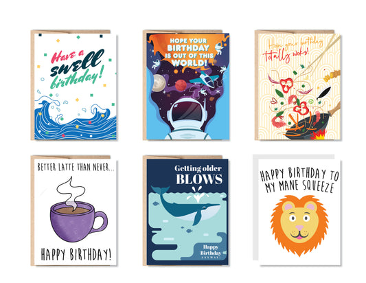 More Funny Birthday Greeting Card Set or Single - Set #13