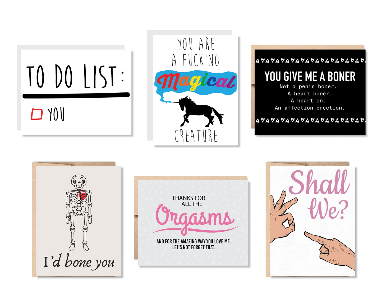 A Cheeky Romance Greeting Card Set or Single - Set #17