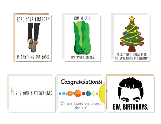 Even More Funny Birthday Greeting Card Set or Single - Set #20