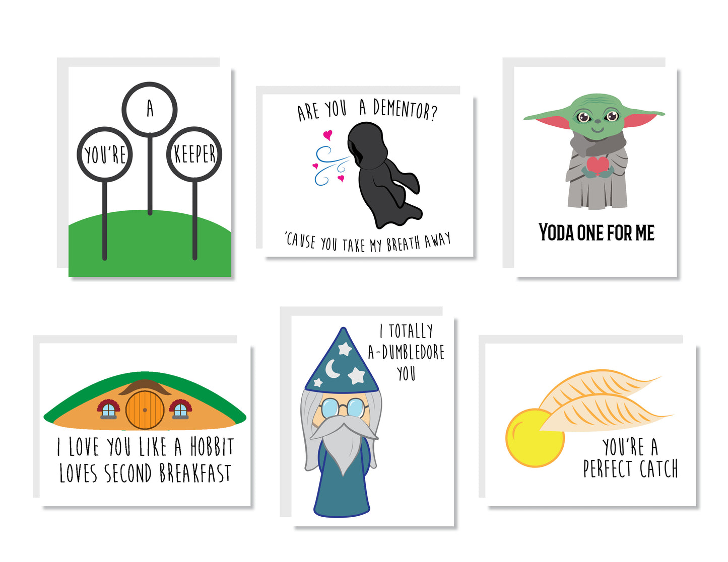 Fandom Puns Greeting Card Set or Single - Set #34