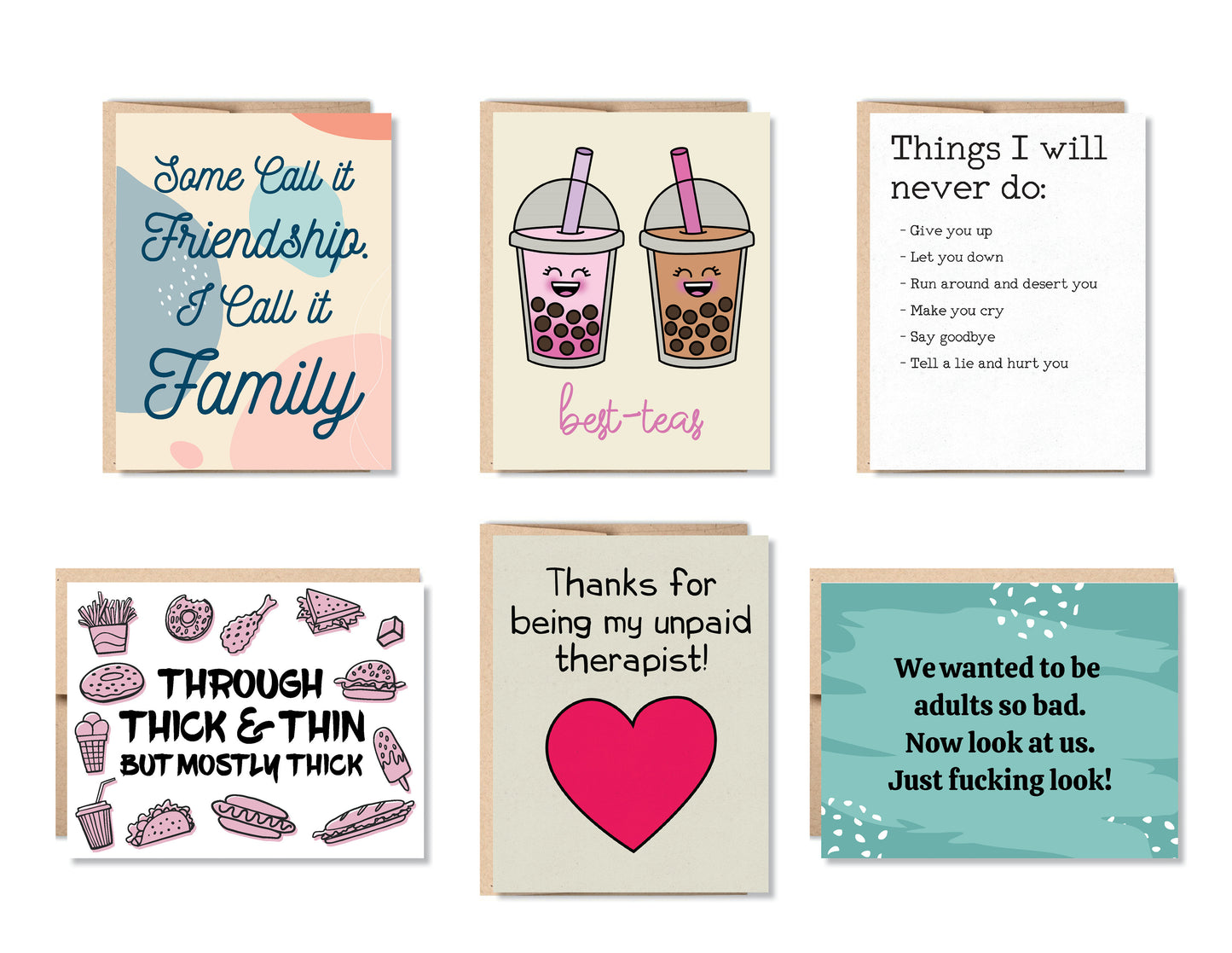 Friendship Greeting Card Set or Single - Set #7