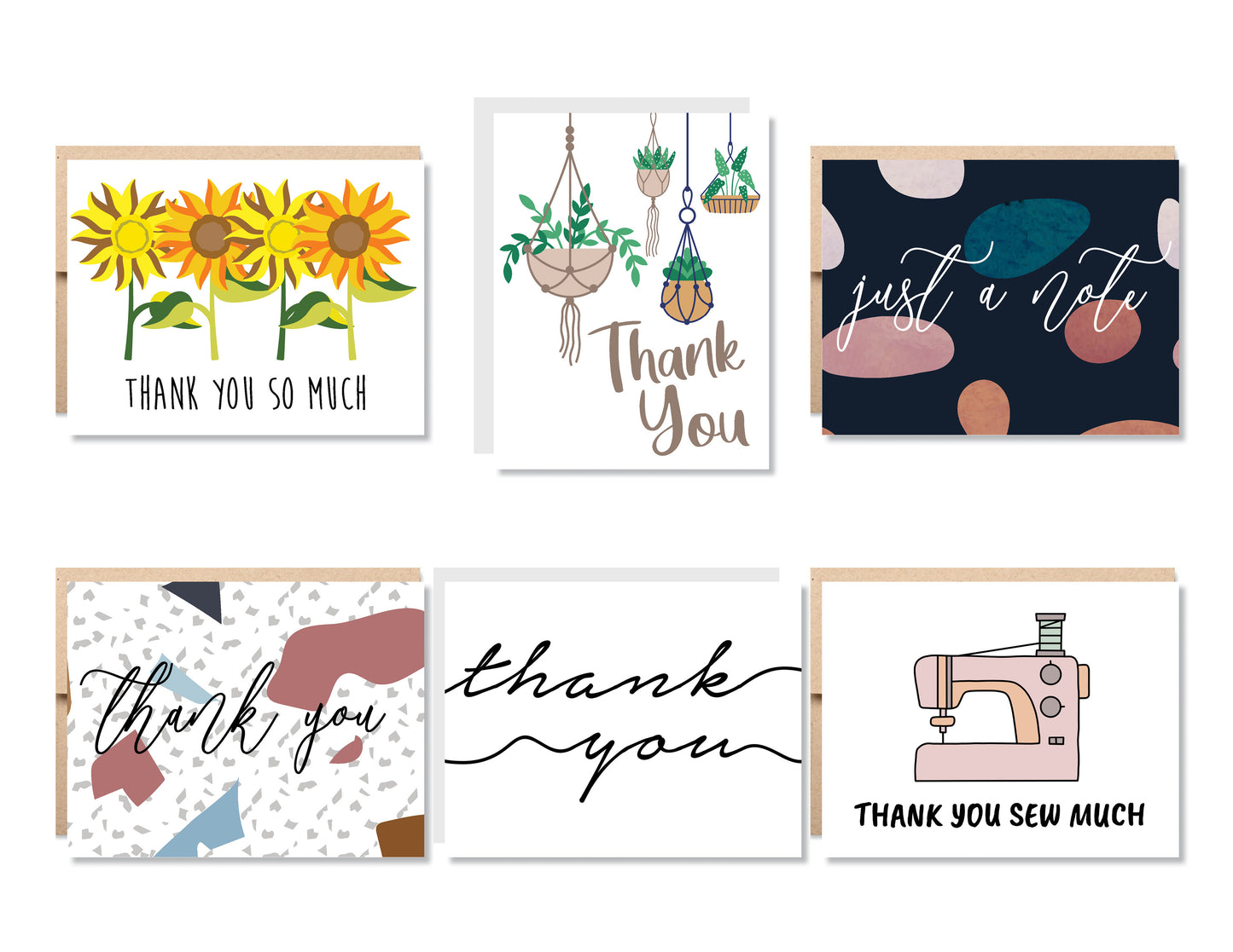 Thank You Greeting Card Set or Single - Set #8