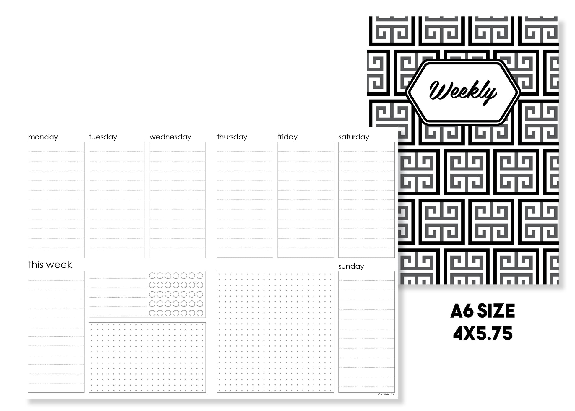 Standard Weekly Traveler's Notebook Insert - Oh, Hello Stationery Co. bullet journal Erin Condren stickers scrapbook planner case customized gifts mugs Travlers Notebook unique fun 